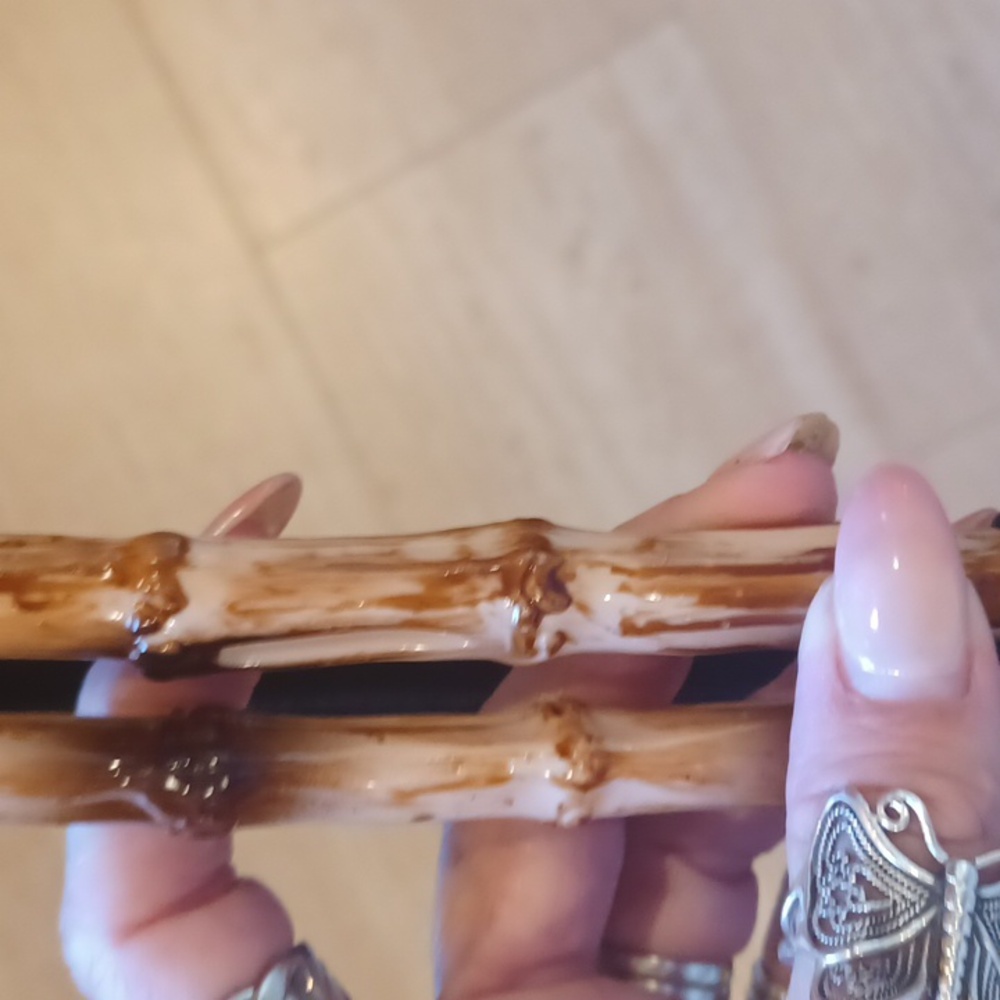 NWOT Donna Karan Cashmere Mist Straw Bamboo Handles Handbag - Picture 3 of 5